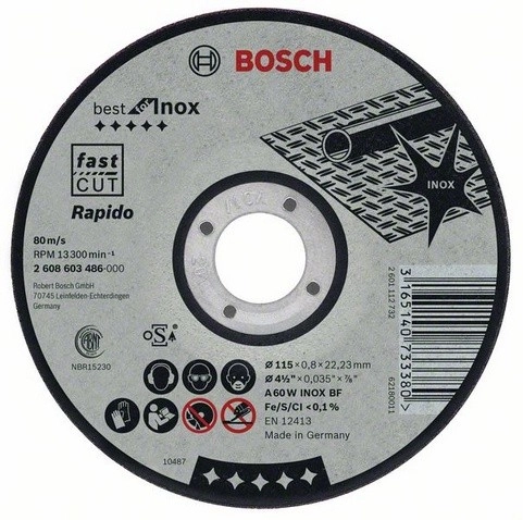 Disque BEST à Tronçonner BOSCH à Moyeu Plat Spécial Inox 125X1.5 MM - Lot De 25 - 2608603496 3 Disque BEST à Tronçonner BOSCH à Moyeu Plat Spécial Inox 125X1.5 MM - Lot De 25 - 2608603496